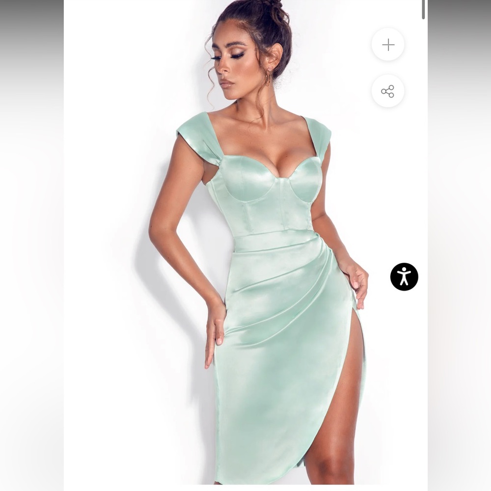 Miss Circle | Hedy Mint Satin Corset Dress